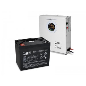 Zdroj záložný GETI GEP501 sinus 500W nástenný + batéria 70Ah Zdroj záložný GETI GEP501 sinus 500W nástenný + batéria 70Ah